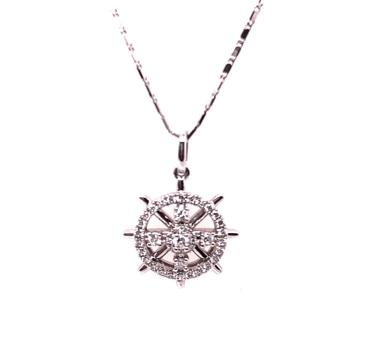 Diamond Ship's Wheel Pendant